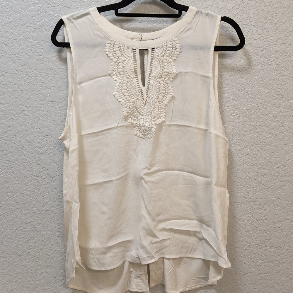 Quin Keyhole Crochet Top, XLP, Off-White